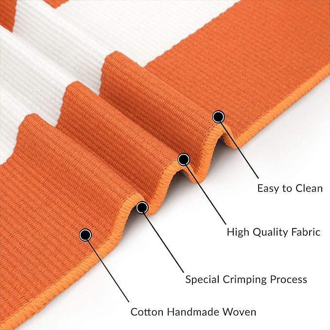 IOHOUZE Fall Door mat 4x6 Ft Orange White Striped Area Rug Washable Front Porch - Image 7