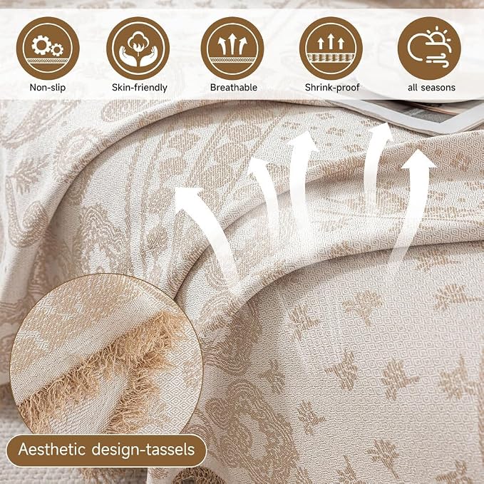 ROOMLIFE Beige Couch Covers for Sofa, Sofa Covers Washable Non Slip Furniture - Image 2