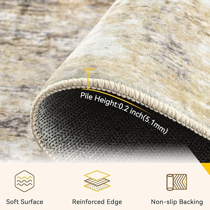 Washable Area Rugs 2'x8' Non-Slip Modern Abstract Soft - Image 5