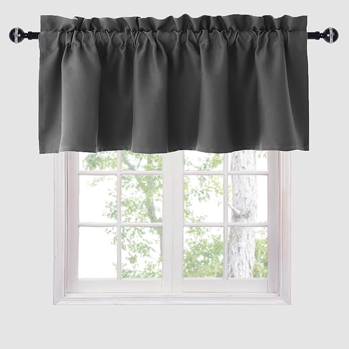 Hiasan Valance Curtains for Kitchen Blackout Thermal Insulated Solid Window by Hiasan