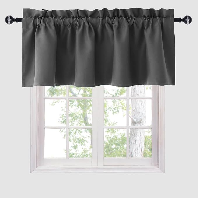 Hiasan Valance Curtains for Kitchen Blackout Thermal Insulated Solid Window by Hiasan