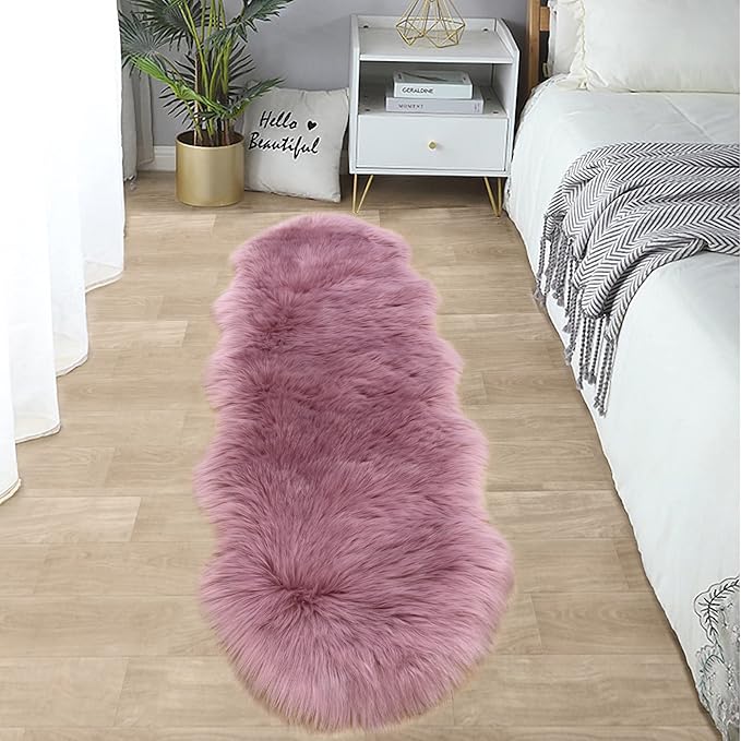 SERISSA Ultra Soft Fluffy Light Purple Faux Sheepskin Fur Shaggy Couch Cover by SERISSAHomeDecorCollection