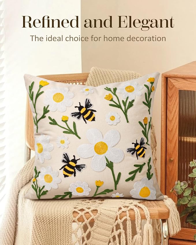 Embroidered Throw Pillow Cover 18x18 Inch - Image 5
