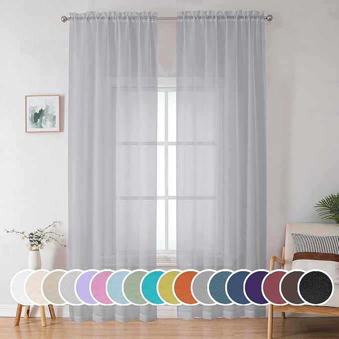 OWENIE Sheer Curtains 96 inches Long by OWENIE