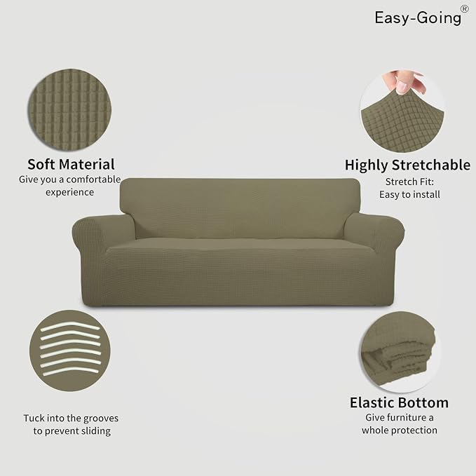 Easy-Going Stretch 4 Seater Sofa Slipcover 1-Piece Sofa Cover Furniture - Image 3
