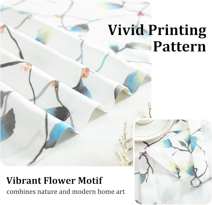 Leeva Floral Kitchen Valances for Windows, Smooth Linen Textured Short Valance - Image 3