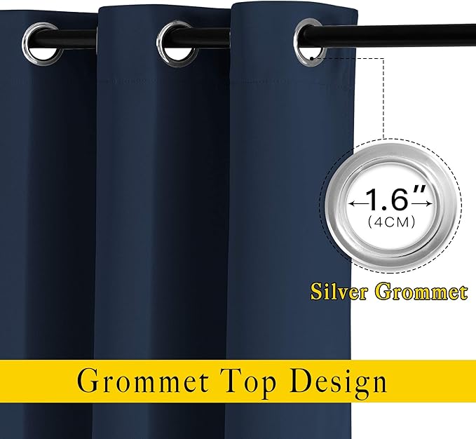 NICETOWN Blackout Navy Curtains & Drapes 48 inch Long - Image 3