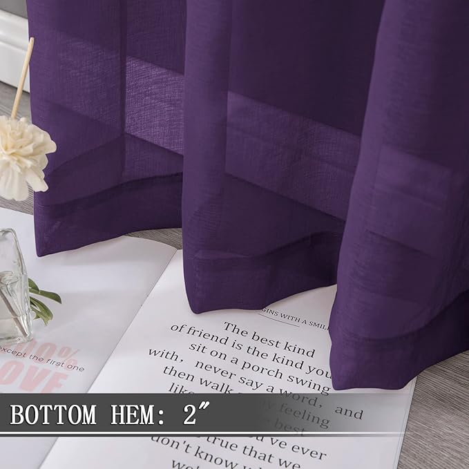Tollpiz Short Sheer Curtains Linen Textured Bedroom Curtain Sheers Light - Image 4