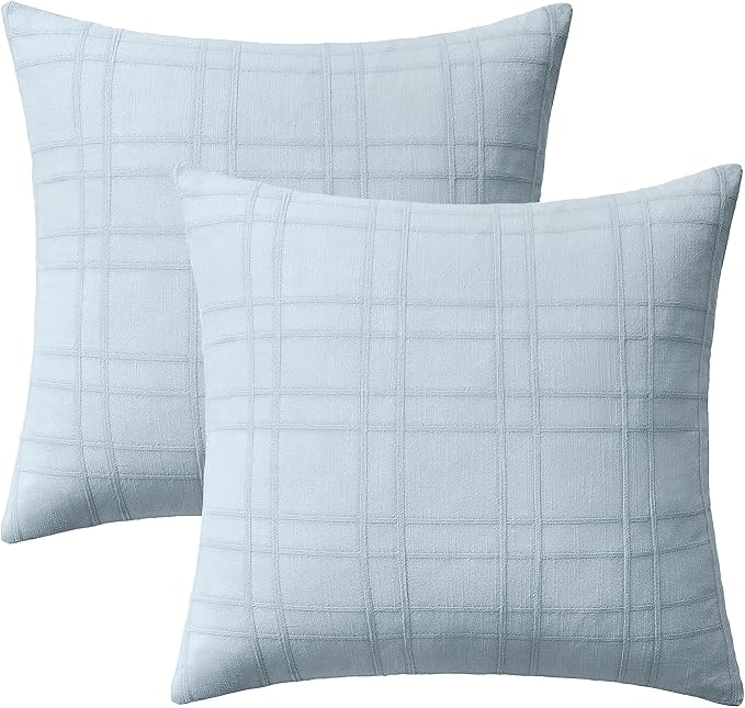 MIULEE Decorative Linen Check Euro Shams Throw Pillow Covers Neutral Farmhouse - Image 8