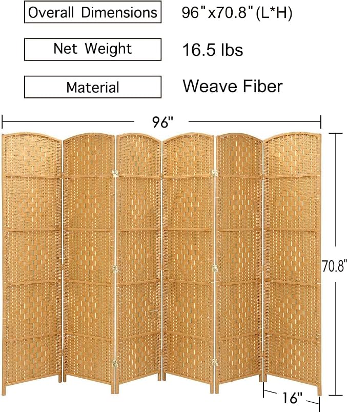 Rose Home Fashion Room Divider, 6 ft Tall Room Dividers and Folding Privacy - Image 3