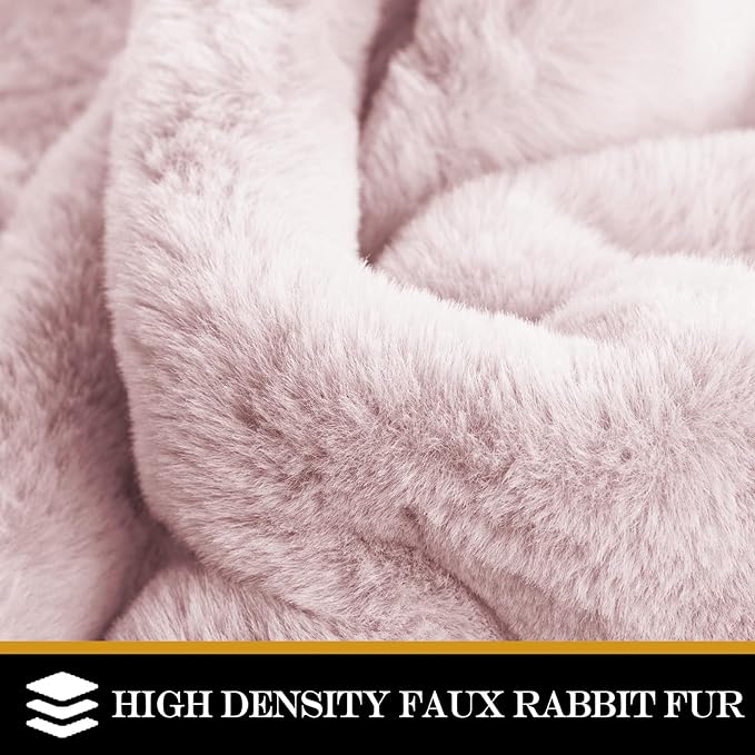 Latepis Faux Rabbit Fur Dorm Rug Light Pink Round Rugs 5ft Fluffy Washable - Image 4