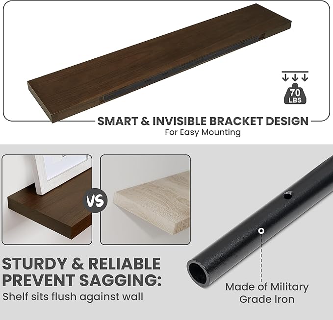Marsmiles Solid Wood Floating Shelves - Image 7