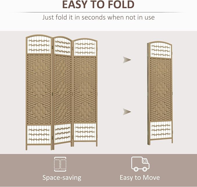 HOMCOM 3 Panel Room Divider, Folding Privacy Screen, 5.6' Room Separator - Image 3