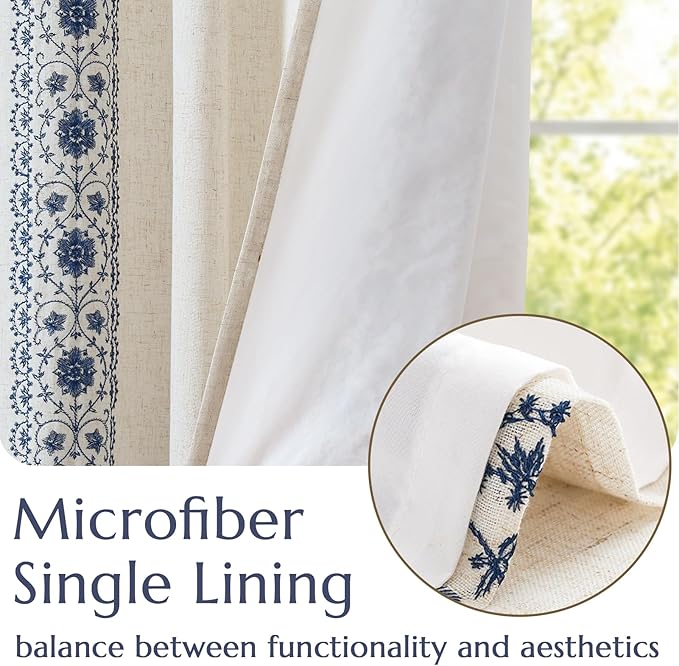 jinchan Weslie Boho Lined Linen Curtains - Image 4