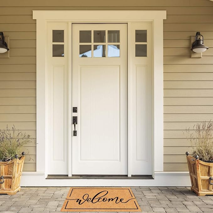 JarThenaAMCS Welcome Mat Natural Coir Door Mat Rustic Brown Welcome Floor Mat - Image 7