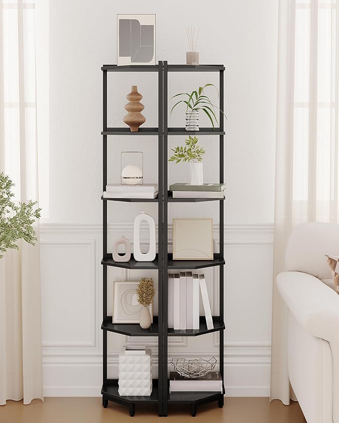 Hzuaneri Corner Shelf Stand, Corner Bookshelf, Storage Standing Shelf Unit - Image 4