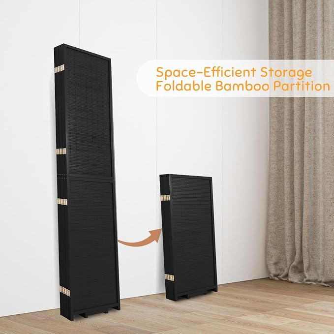 Bamboo Room Divider Folding Privacy Screens, Wall Divider - Image 4