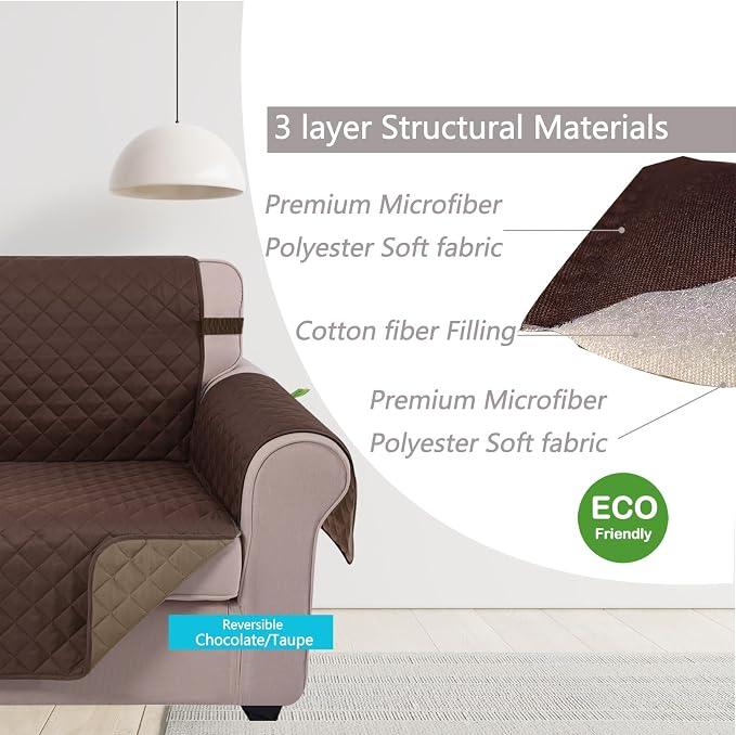 U-NICE HOME Recliner Chair Covers Reversible Quilted Water Repellent Pet - Image 5