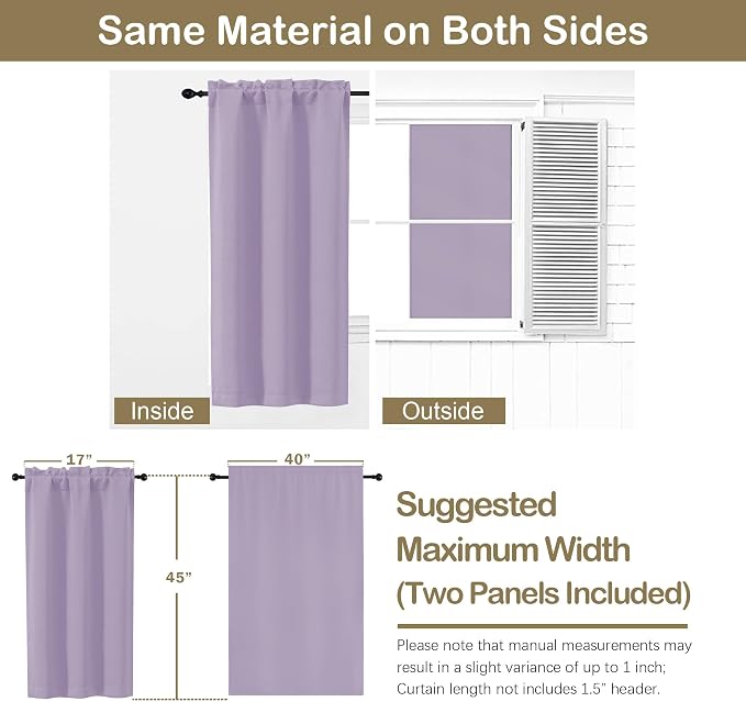 OVZME Lavender Short Blackout Curtains - Image 2