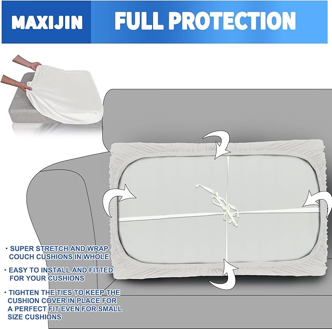 MAXIJIN Velvet Stretch Couch Cushion Covers Soft Sofa Cushion Cover Replacement - Image 3
