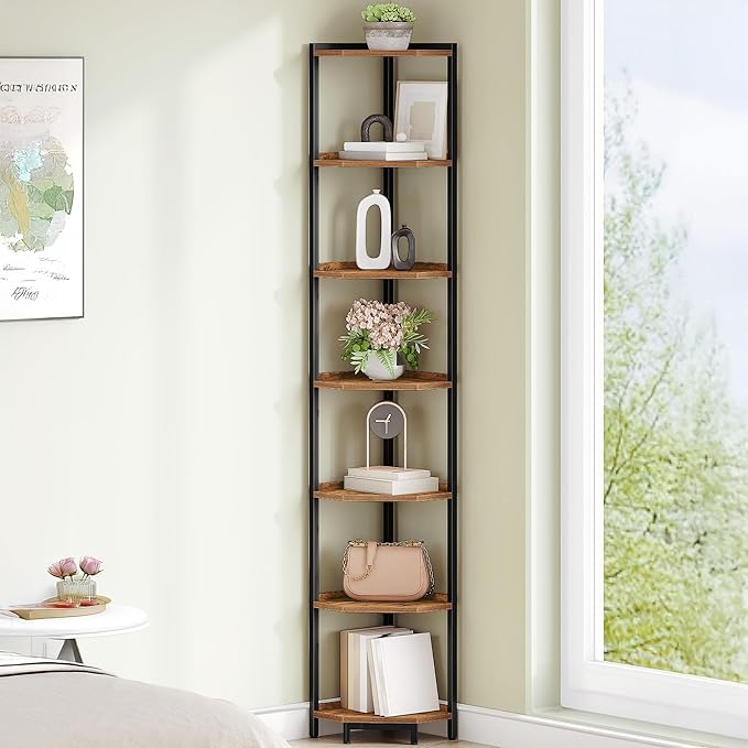 Hzuaneri Corner Shelf Stand, Corner Bookshelf, Storage Standing Shelf Unit by Hzuaneri