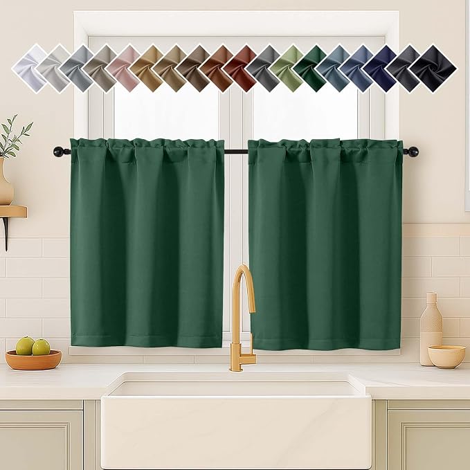 OVZME Kitchen Curtains for Small Window Treatment, Light Filtering Short Cafe by OVZME