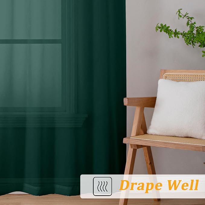 Gwine Hunter Green Sheer Curtains 63 Inch Length - Image 6