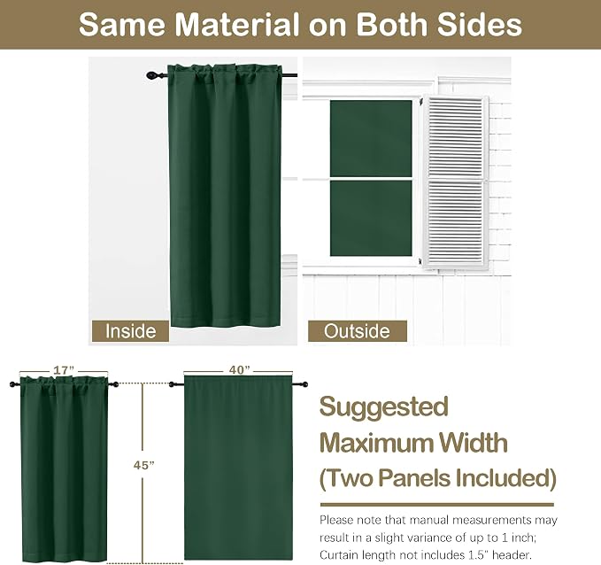 OVZME Christmas Green Short Blackout Curtains - Image 2
