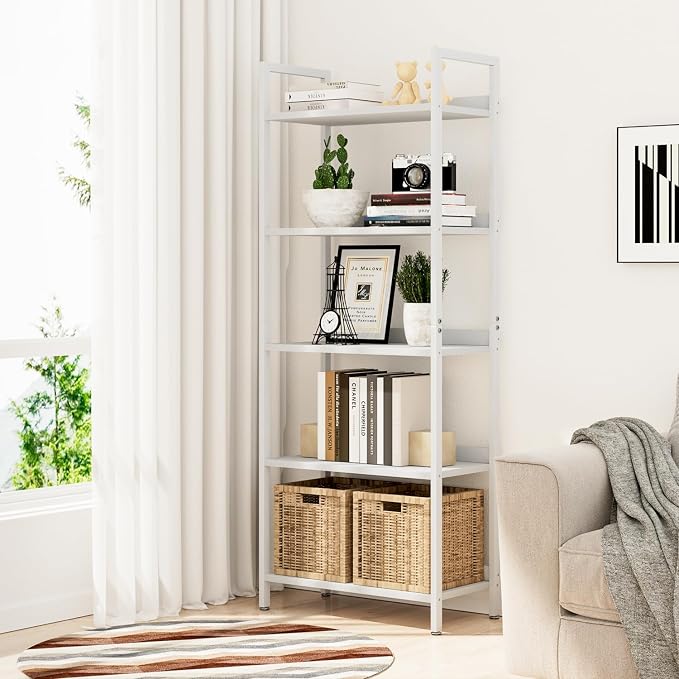 NUMENN Bookshelf, 5 Tier Bookshelves, Home Office Bookcase Shelf Storage - Image 4