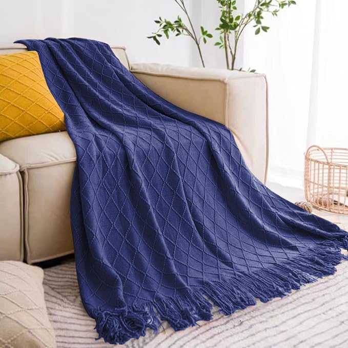 inhand Navy Blue Throw Blanket for Couch and Bed, Soft Living Room Home Decor - Image 3