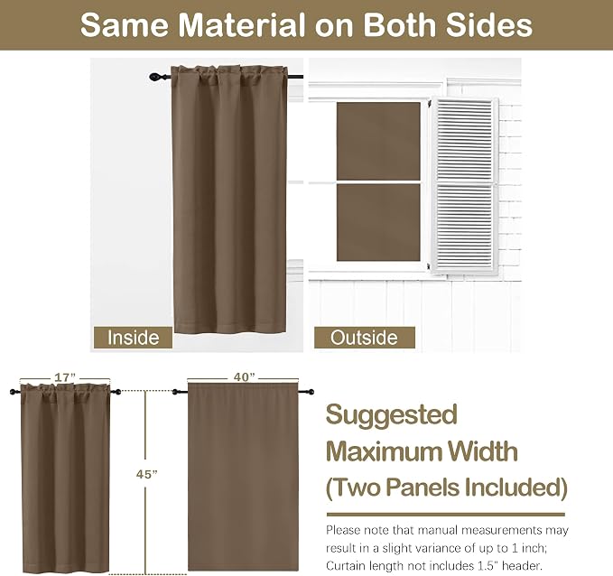 OVZME Brown Short Blackout Curtains - Image 2