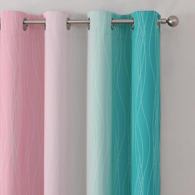 Estelar Textiler Pink and Teal Blackout Curtains 45 Inch Length, Full Light - Image 4