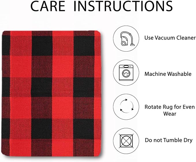 IOHOUZE Christmas Buffalo Plaid Rug 3x5 Ft Outdoor Indoor Doormat Red Black - Image 5