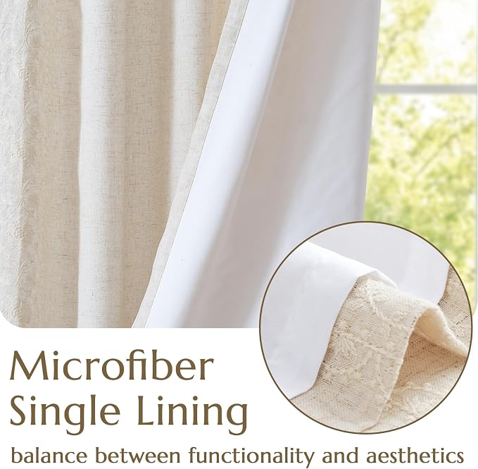 jinchan Weslie Boho Lined Linen Curtains - Image 4