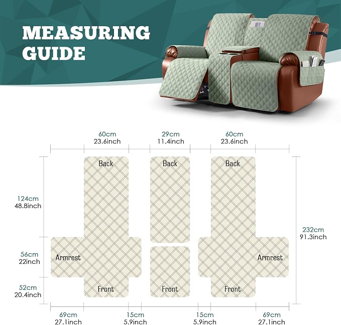 Ruaozz Waterproof Loveseat Recliner Cover - Image 2