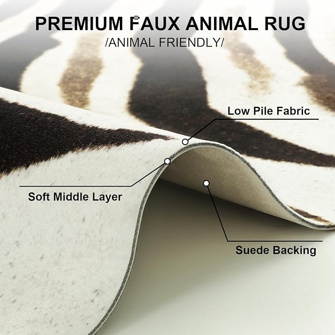 BENRON Zebra Rug, Cute Animal Hides and Skins - Image 4