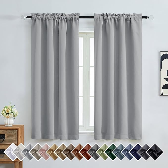 OVZME Silver Grey Blackout Curtains by OVZME