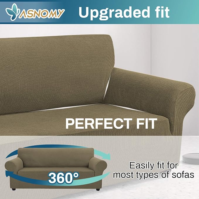 Asnomy Couch Covers for 3 Cushion Couch Stretch Sofa Covers Slipcovers - Image 4