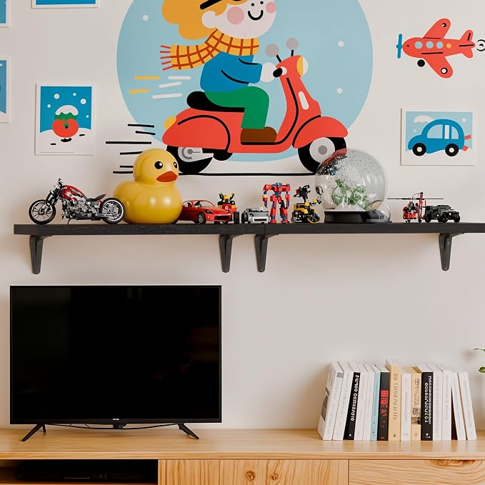 SKYSEN Floating Shelves for Wall Set of 6, 15.7in Wood Wall Shelf for Decor - Image 8