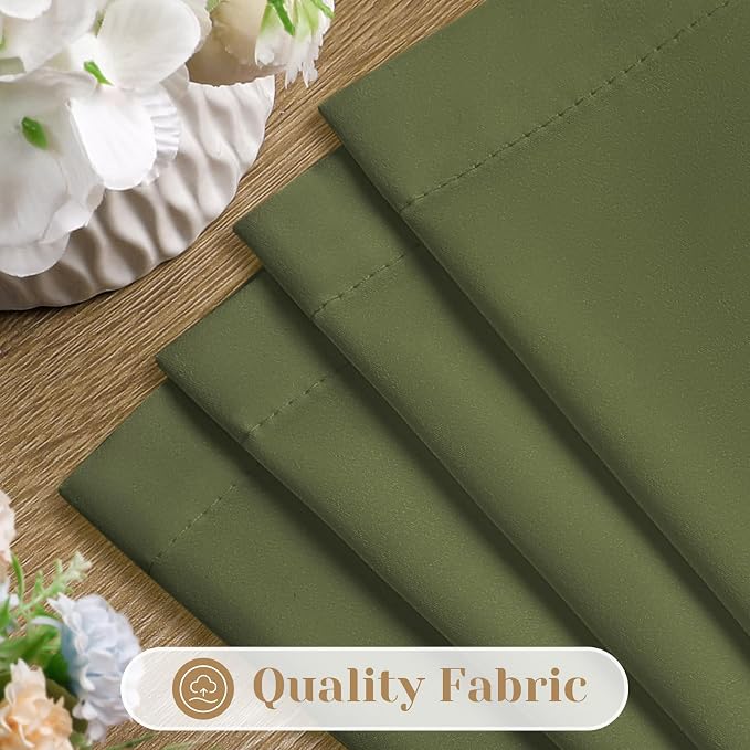 HOMEIDEAS Non-See-Through Olive Green Privacy Sheer Kitchen Curtains, 30 X 36 - Image 4