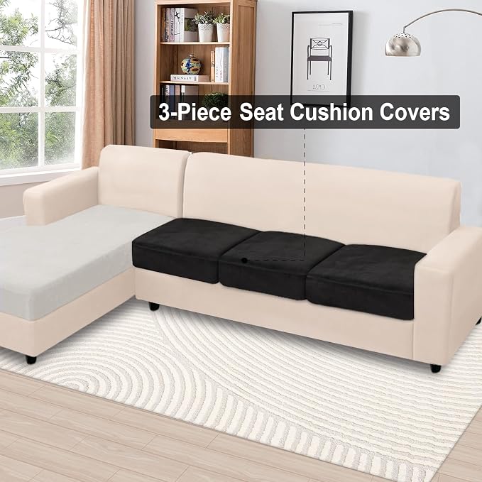NAISI Couch Cushion Covers 3 Pieces Velvet Stretch Sofa Seat Covers or Backrest - Image 2