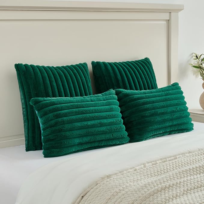FUTEI Emerald Green Decorative Throw Pillow Covers Set of 2, 20x20 Inch Soft - Image 5