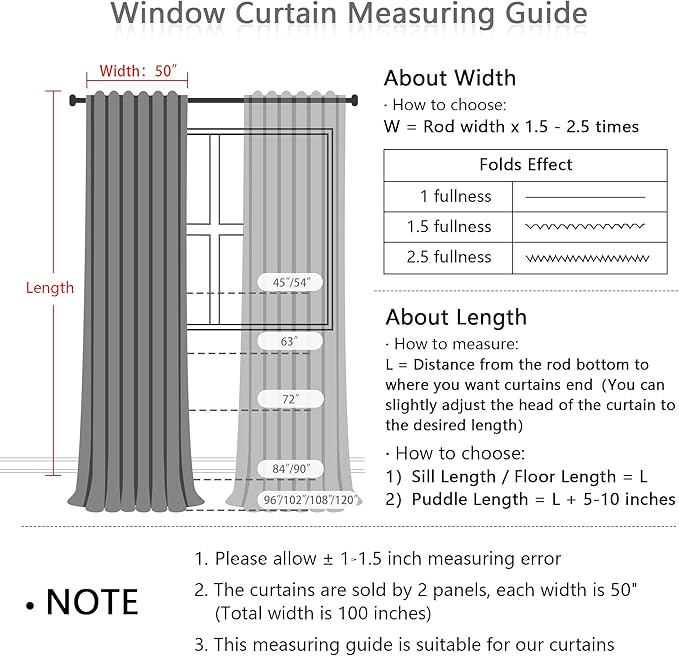 MYSKY HOME Semi Sheer Curtains 72 Inch Length - Image 3