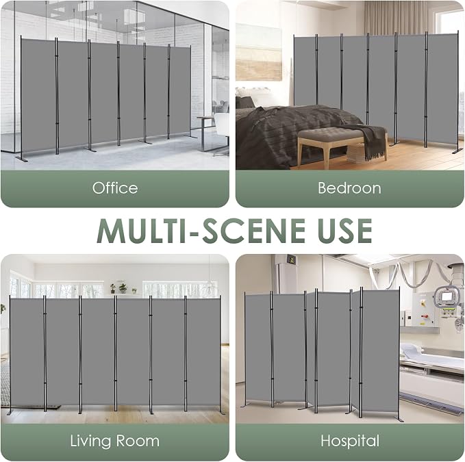 RANTILA 6 Panel Room Divider, 6 FT Folding Privacy Screen - Image 7