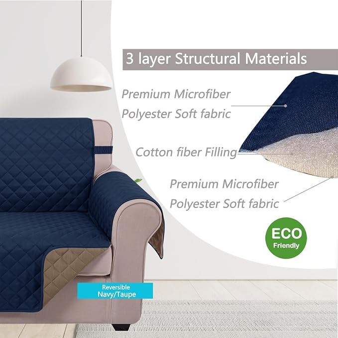 U-NICE HOME Recliner Chair Covers Reversible Quilted Water Repellent Pet - Image 5