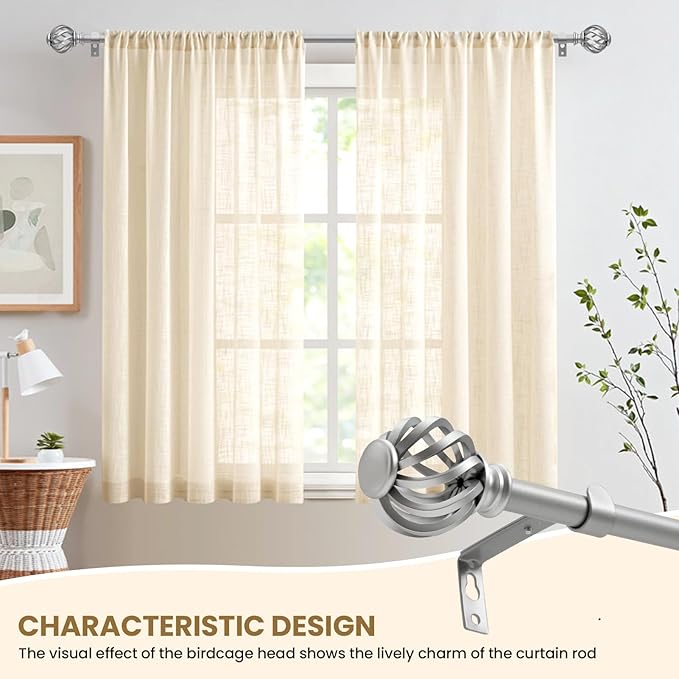 Luvenia Silver Decorative Curtain Rods, Adjustable Curtain Rod - Image 7