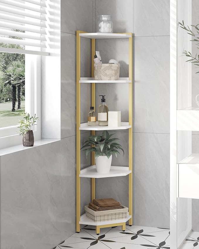 Hzuaneri Corner Shelf Stand, Corner Bookshelf, Storage Standing Shelf Unit - Image 5