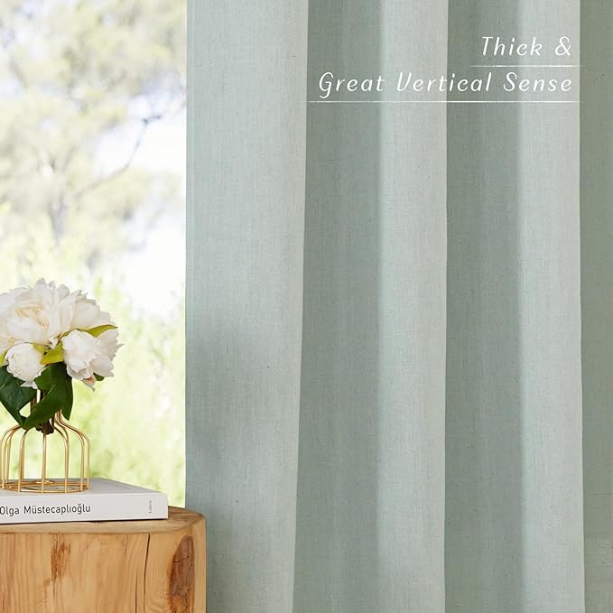 NICETOWN Sage Green Linen Kitchen Window Curtains Over Sink, Grommet Thick - Image 7