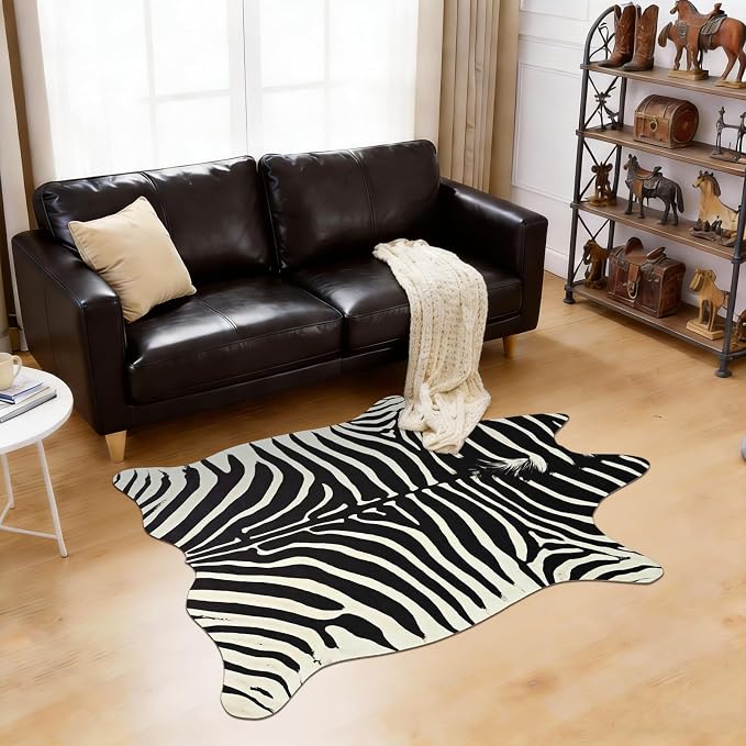 BENRON Premium Zebra Rugs for Living Room Bedroom, Non-Slip Throw Rug for Home - Image 3
