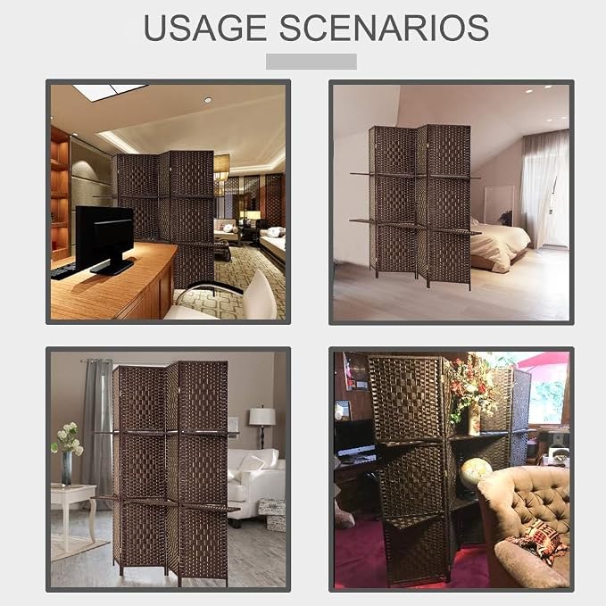 FDW Room Divider 4 Panel Room Screen Divider Wooden Screen Folding Portable - Image 6